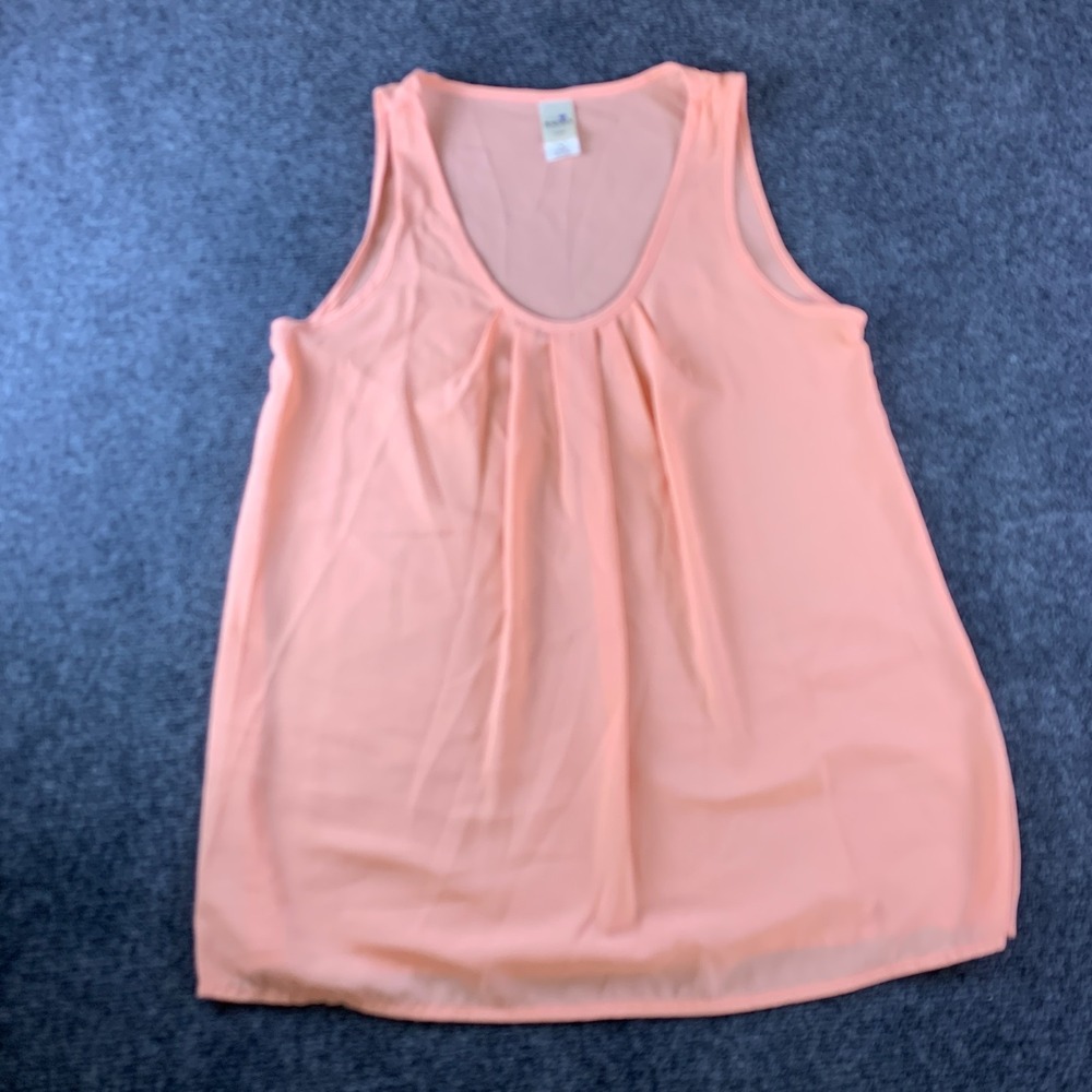 Brenda's Tank Top Womens Small Coral Pink Pleated Front Flattering Scoop Neck